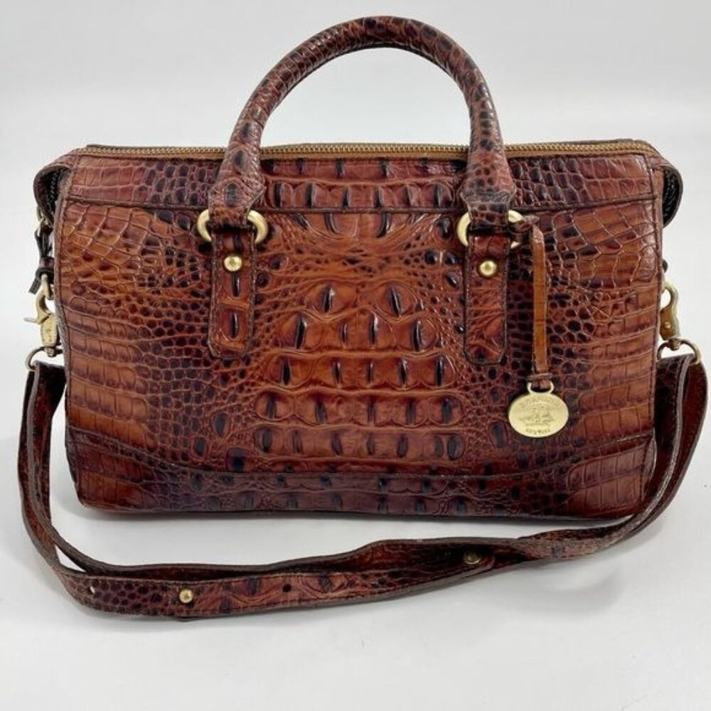 Brahmin Stacy satchel Pecan Brown Melbourne Genuine leather $425 Handbag Purse